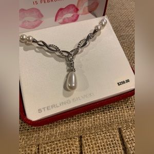 Sterling Silver Pearl Necklace with Swarovski Elements and matching earrings